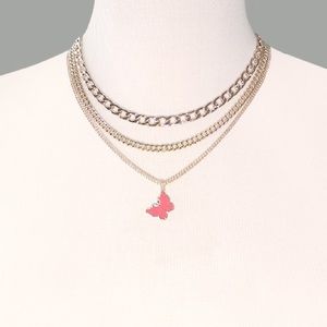 Multi chunky chain butterfly necklace